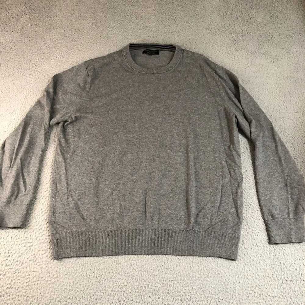 Banana Republic Sweater Mens gray XL Pullover Premium Luxe Yarn Preppy Solid